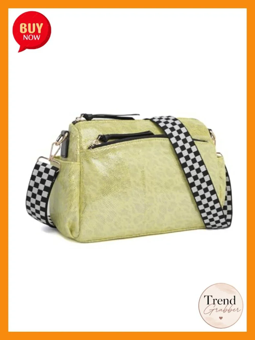 Small Nylon Quilted Crossbody Bag with Checkered Adjustable Strap